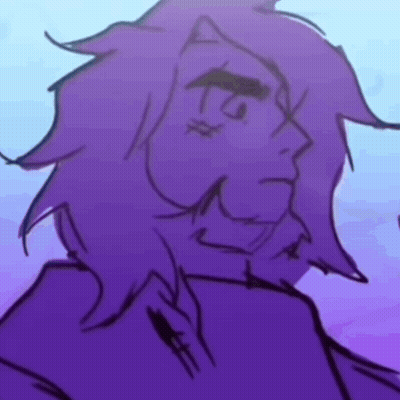 A Drawing Of A Man With Long Purple Hair And A Beard . GIF