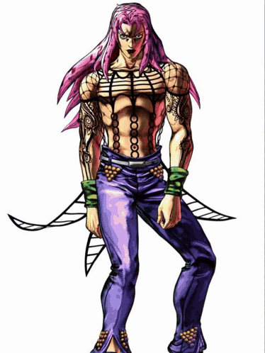 A Drawing Of A Man With Pink Hair And A Letter J In The Background GIF