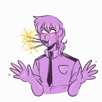 A Drawing Of A Man With Purple Hair And A Tie GIF