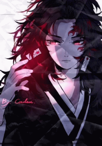 A Drawing Of A Man With Red Hair And A Butterfly Earring Is Titled By Cadre GIF