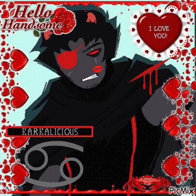 A Drawing Of A Man With Red Lips And A Red Heart That Says I Love You GIF