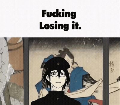 A Drawing Of A Man With The Words Fucking Losing It GIF