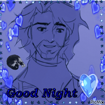 A Drawing Of A Man With The Words Good Night Written On It GIF