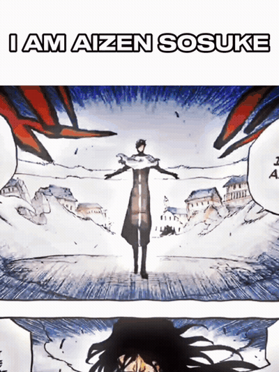 A Drawing Of A Man With The Words " I Am Aizen Sosuke " Written On It GIF
