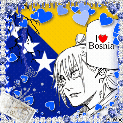 A Drawing Of A Man With The Words I Love Bosnia GIF