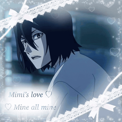 A Drawing Of A Man With The Words Mimi 'S Love Mine All Mine GIF