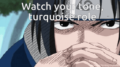 A Drawing Of A Man With The Words " Watch Your Tone Turquoise Role " GIF