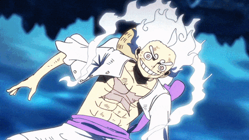 A Drawing Of A Man With White Hair And A Purple Skirt GIF
