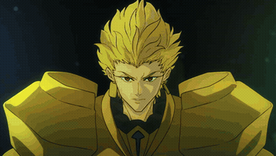 A Drawing Of A Man With Yellow Hair And A Sword GIF