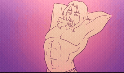 A Drawing Of A Man Without A Shirt On GIF