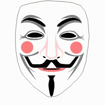 A Drawing Of A Mask With A Mustache And Pink Dots On The Face GIF