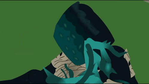 A Drawing Of A Monster With A Green Background And A Few Lines GIF