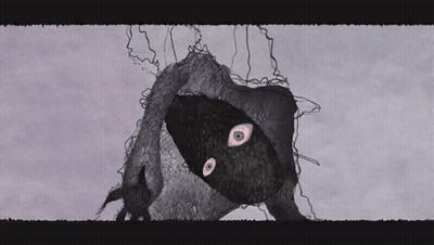 A Drawing Of A Monster With A Mask On And Eyes GIF