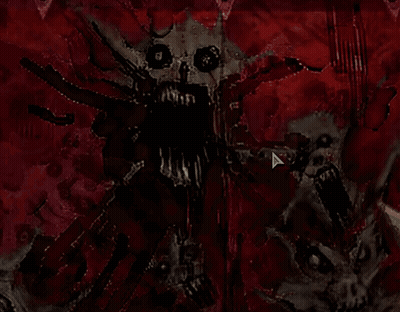 A Drawing Of A Monster With A Red Background GIF