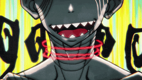 A Drawing Of A Monster With A Red Ring Around Its Neck GIF