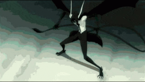 A Drawing Of A Monster With Wings And A Shadow GIF