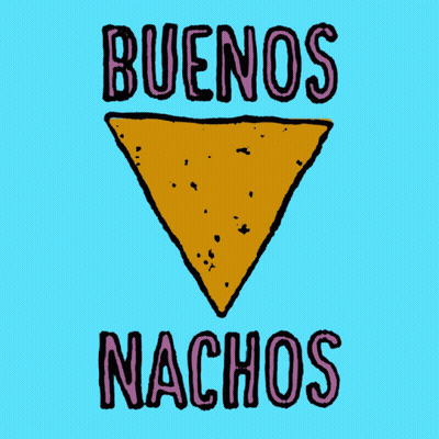 A Drawing Of A Nacho With The Words Buenos Nachos Written Below It GIF