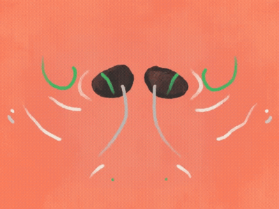 A Drawing Of A Pair Of Ear Buds On A Pink Background GIF