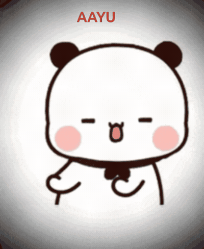 A Drawing Of A Panda Bear With The Name Aayu On The Bottom GIF