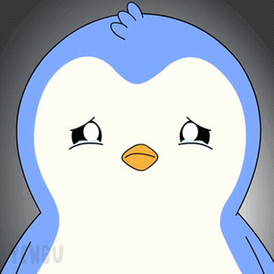 A Drawing Of A Penguin With A Sad Look On His Face GIF