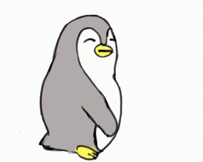 A Drawing Of A Penguin With A Yellow Beak And The Letter O On The Bottom GIF