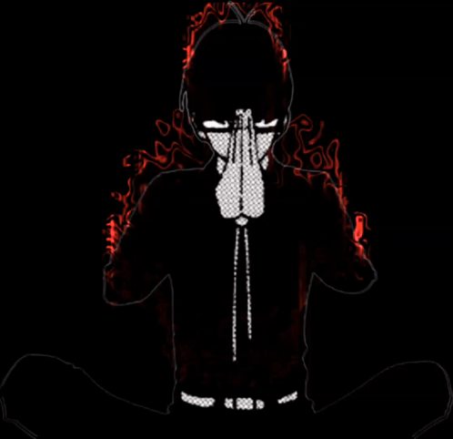 A Drawing Of A Person Covering Their Face With Their Hands In A Dark Room GIF
