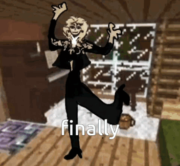 A Drawing Of A Person Dancing In A Room With The Words `` Finally '' . GIF