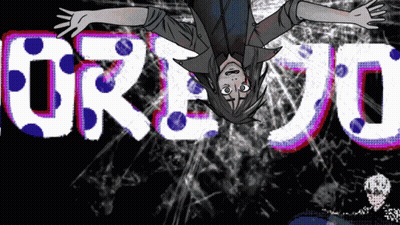 A Drawing Of A Person Hanging Upside Down With The Word Orejo In The Background GIF