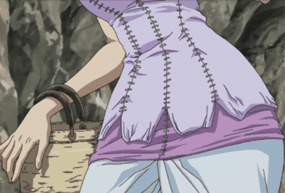 A Drawing Of A Person Holding A Basket With Stitching On The Back GIF