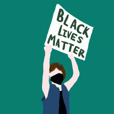 A Drawing Of A Person Holding A Sign That Says Black Lives Matter GIF