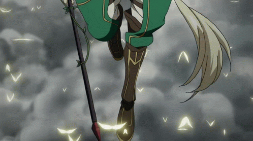 A Drawing Of A Person Holding A Spear With The Letter N On Their Leg GIF