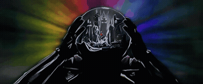 A Drawing Of A Person Holding A Steering Wheel With A Colorful Background And The Word Jesus On It GIF