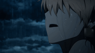 A Drawing Of A Person In The Rain With A Tear Coming Out Of Their Mouth GIF