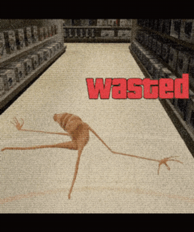 A Drawing Of A Person Laying On The Floor With The Word Wasted Above It GIF