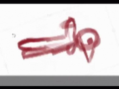 A Drawing Of A Person Laying On Their Back With A Red Ribbon Around Their Neck GIF