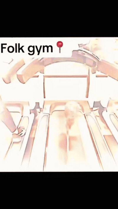A Drawing Of A Person On A Treadmill With The Words Folk Gym On The Bottom GIF