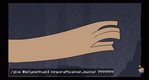 A Drawing Of A Person 'S Arm With The Words / Give @Etypechusk Minecraftsalmon_bucket 9999999 GIF