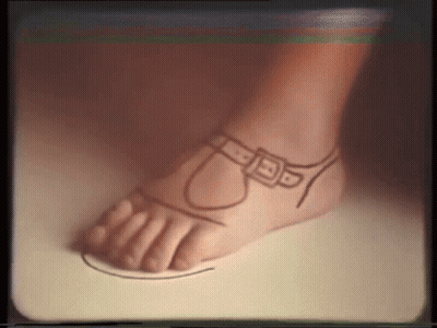 A Drawing Of A Person 'S Foot With A Sandal On It GIF