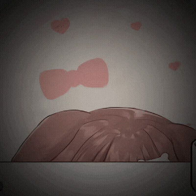 A Drawing Of A Person 'S Head With A Bow And Hearts GIF