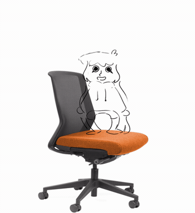 A Drawing Of A Person Sitting On A Chair With An Orange Seat GIF