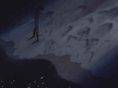 A Drawing Of A Person Standing On A Rock GIF
