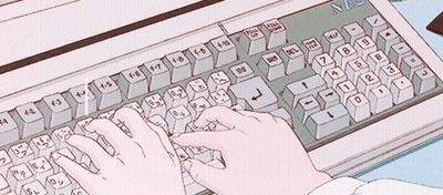 A Drawing Of A Person Typing On A Keyboard With Welco Written On The Bottom GIF