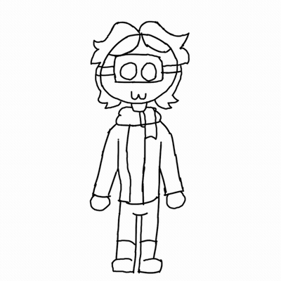 A Drawing Of A Person Wearing A Jacket And Scarf . GIF