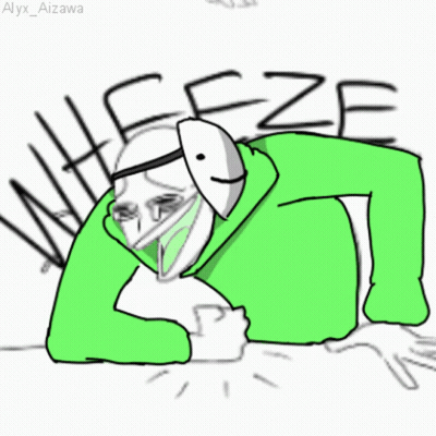 A Drawing Of A Person Wearing A Mask And A Green Hoodie That Says Wheeze On It GIF