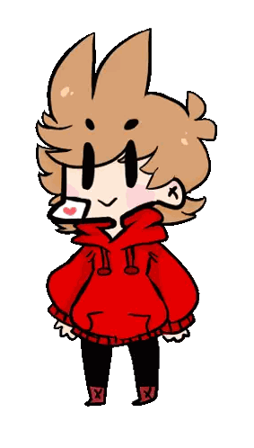 A Drawing Of A Person Wearing A Red Hoodie And Black Pants Sticker