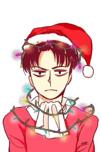 A Drawing Of A Person Wearing A Santa Hat With Christmas Lights Around His Neck Sticker