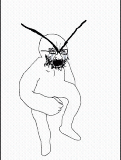 A Drawing Of A Person With A Beard And Glasses . GIF