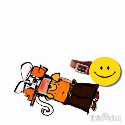 A Drawing Of A Person With A Belt And A Smiley Face . GIF