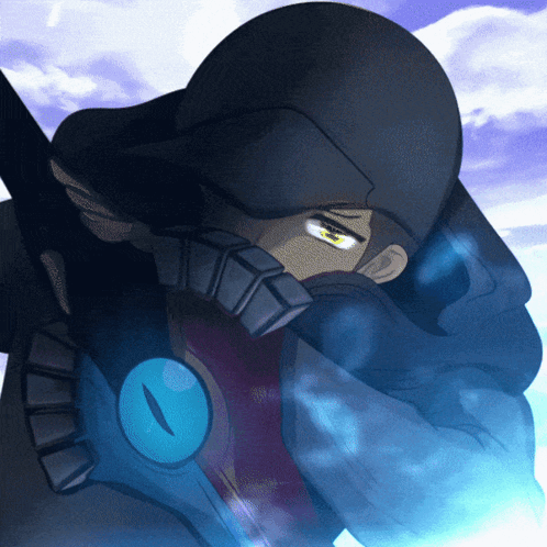 A Drawing Of A Person With A Blue Circle Around Their Chest GIF