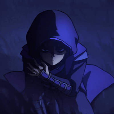 A Drawing Of A Person With A Blue Hood GIF